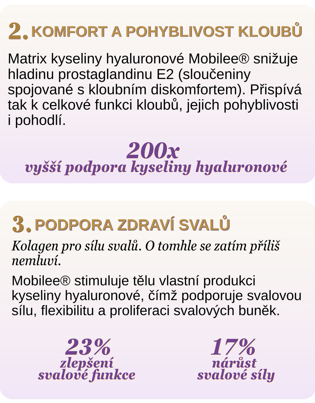 Komfort a pohyblivost kloubů a podpora zdraví svalů
